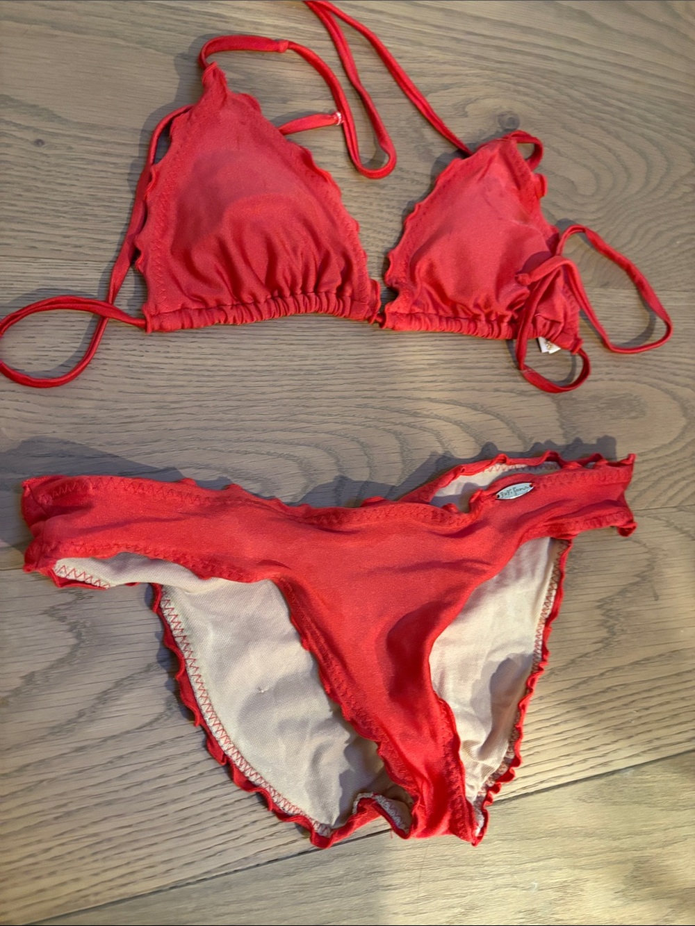 Luli Fama Red Ruffled Triangle Bikini - Picture 3 of 8